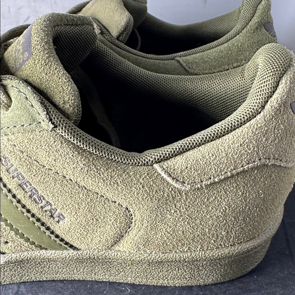 Adidas Originals Superstar olive Green Suede Shoes GS 5.5 - Picture 7 of 13